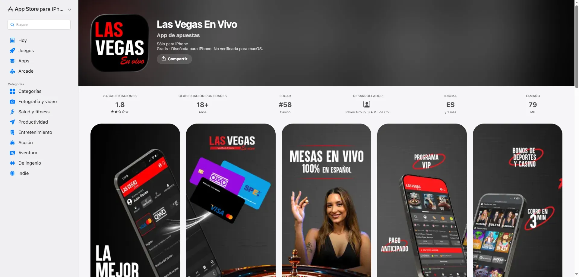 Aplicación móvil de Las Vegas en Vivo Casino para iOS y Android