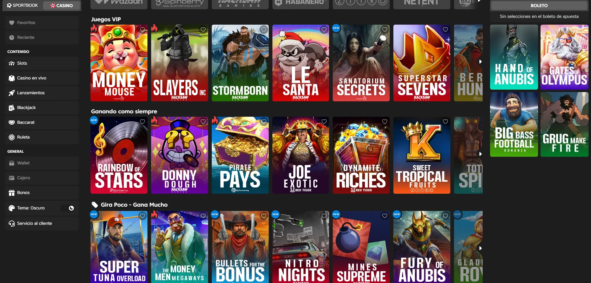 Tragamonedas populares disponibles en Las Vegas en Vivo Casino México